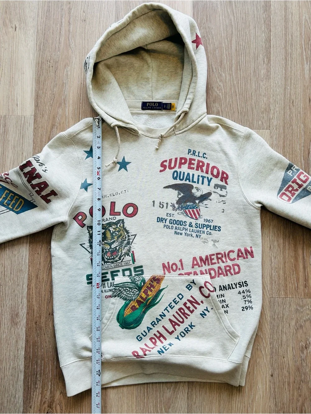 Rare Polo Ralph Lauren Graphic Logo Hoodie Sweatshirt